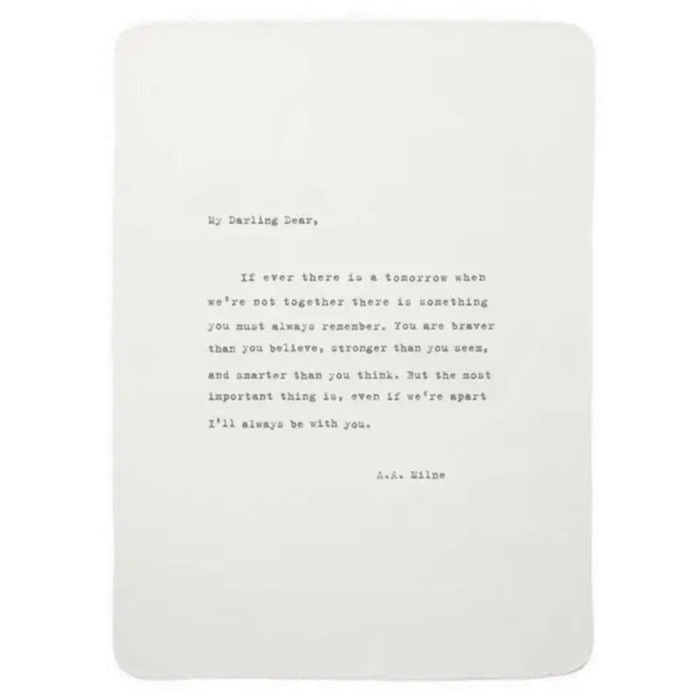 Sugarboo Darling Dear Heirloom Blanket A.A. Milne Quote